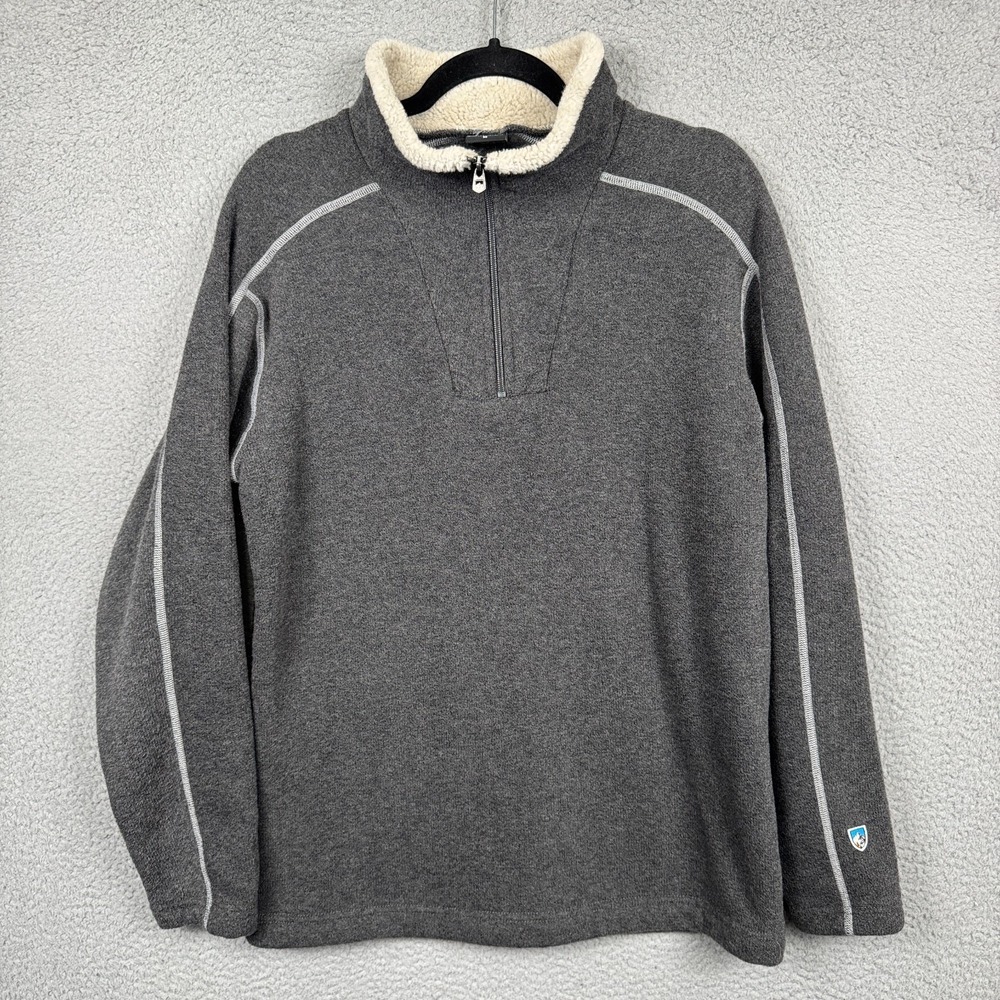 Kuhl Sweater Mens M Gray Europa Alfpaca 1/4 Zip Pullover Outdoor Hiking Trail